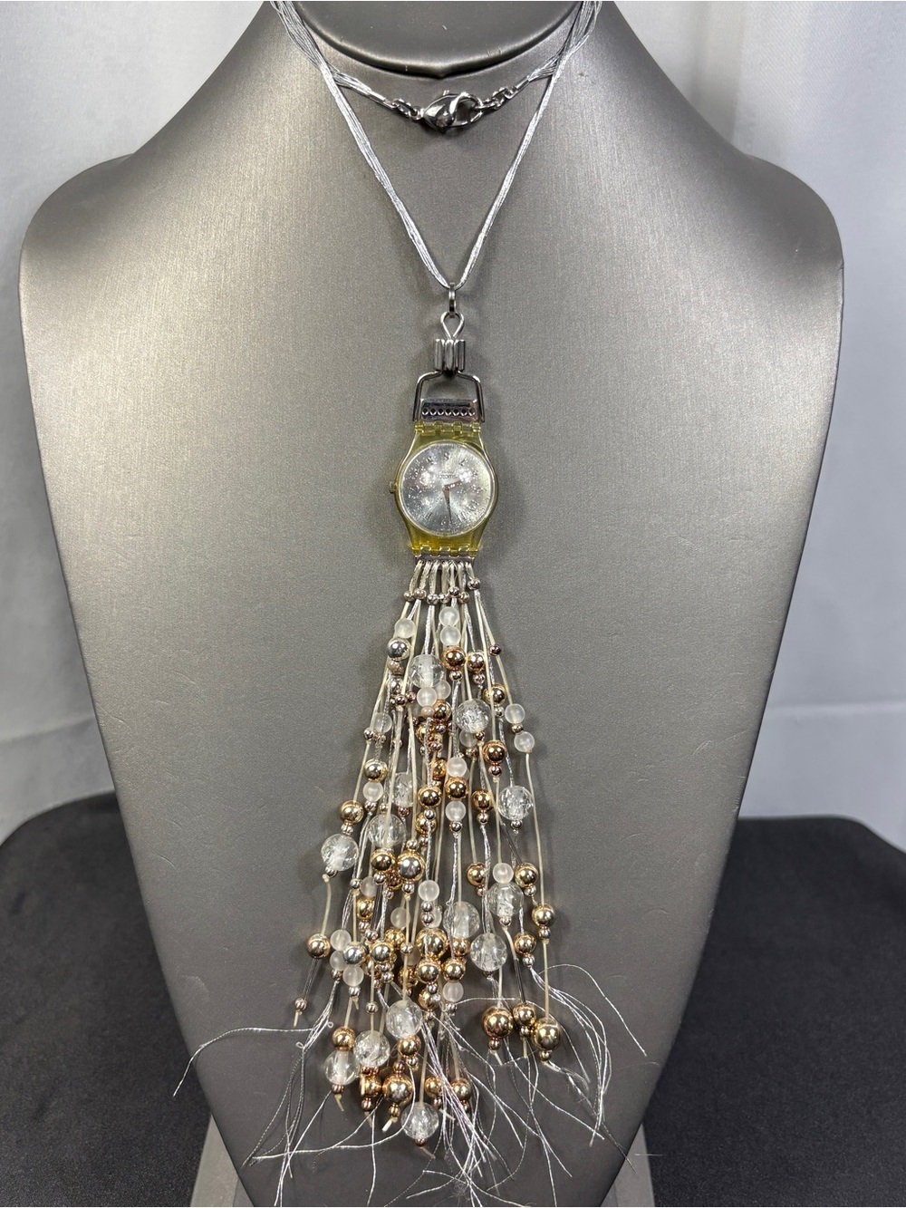 Vintage 2005 Working Swatch Watch Necklace Sparkling Night 25" Long